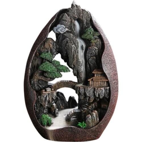 Lofty Mountains and Flowing Water Backflow Incense Burner Smoke Waterfall Incense Sticks Holder 20 Pcs Incense Cones