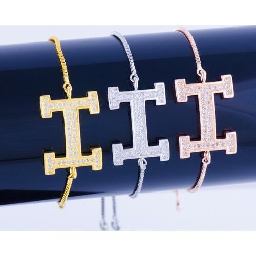Supplies For Jewelry Shining Zircon Initial Charms Bracelets & Bangles Vintage Copper Micro Pave Chain Friendship Bracelets Gift