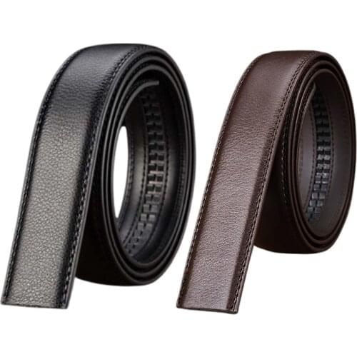 High Quality 120x3.5cm Luxury Business Style Pu Leather Mens Automatic Ribbon Black Waist Strap Belt Without Buckle