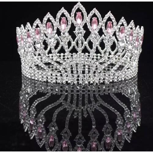 Luxurious Sparkling Crystal Baroque Queen King Wedding Tiara Crown Pageant Prom Diadem Headpiece Bridal Hair Jewelry accessories