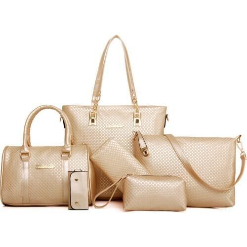 Luxury Brand Designer Fashion Handbags Embossing Women Shoulder Bags Ladies High Quality 6PCS Set Messenger Tote Purse Wallet