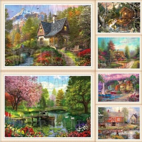 Rural,Scenery,Full,square,DIY,Diamond Painting,Needlework,Diamond Embroidery,Cross Stitch,Round Rhinestone,Home Decoration,Art