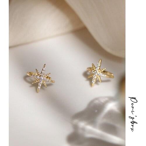 PerisBox Delicate Starburst Fake Ear Cuff Earrings for Women No Piercing Cz Star Ear Clip Helix Earrings Boucles d oreille