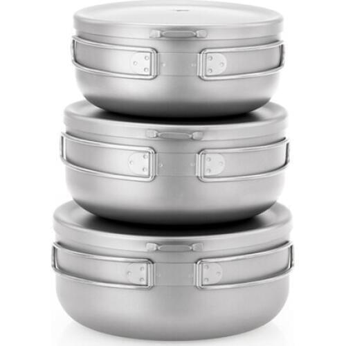 0.9L 1L 1.2L Titanium Dinner Box With Cover Outdoor Camping Cooking Folding Lunch Box Cookware Travel Hiking Dinner Boxes