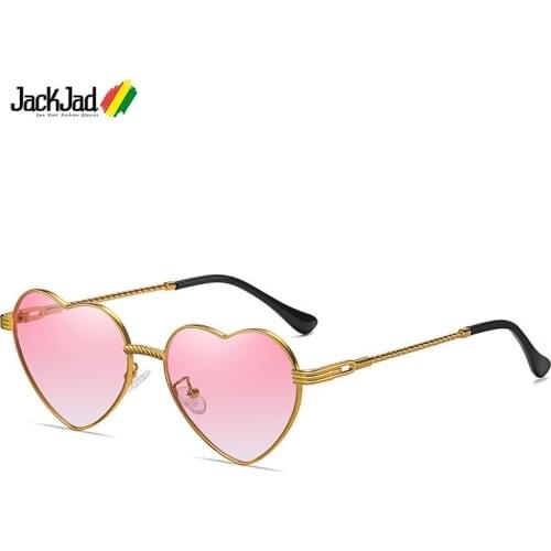 JackJad Brand Fashion Stylish Cool Cute Heart Shape Style Gradient Sunglasses Women ins Twisted Metal Design Sun Glasses 8089