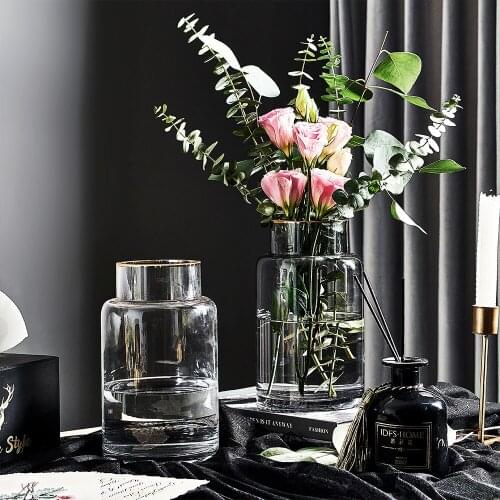 Modern Home Decoration Vase Transparent Glass Vase Nordic Decor Home Vases for Flowers Living Room Cafe Countertop Vase Gift