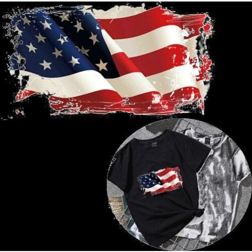 Ironing on Cloth Patches American Flag Design Washable Heat Transfers Patch DIY Decoration Appliqued for Jeans Coat Stickers