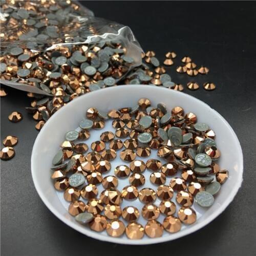 Topstone Rose Gold Color Sizes SS3 ~ SS30 Iron On hotfix rhinestones with glue transfer flatback hotfix crystal stones