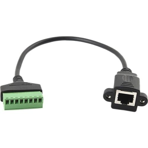 RJ45 Female to 8Pin Bolt Screw Type Terminal Extension Connector Cable for Cat5/6/7 Ethernet Extender AV CCTV UTP DVR