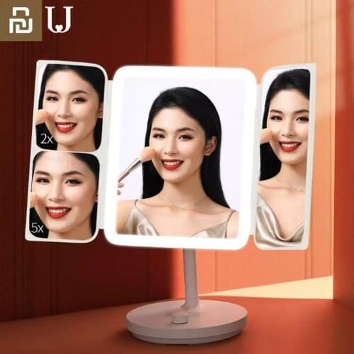 Xiaomi Jordan&Judy Intelligent Time Reminder Display Folding Three-sided Makeup Mirror Stepless Dimming HD Color Rendering