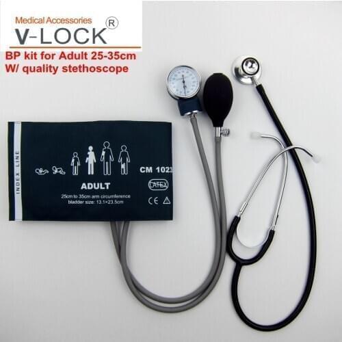 V-LOCK professional blood pressure monitor Aneroid Sphygmomanometer BP Cuff Kit with stethoscope