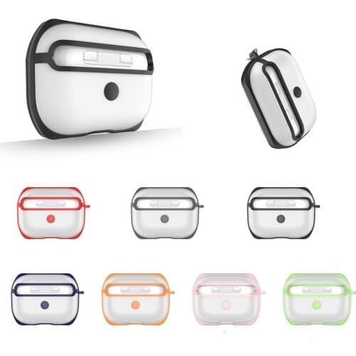 Protective Cover for AirPods Pro Shockproof Case two-tone Transparent Case Black Green Blue Pink Orange Gray Red