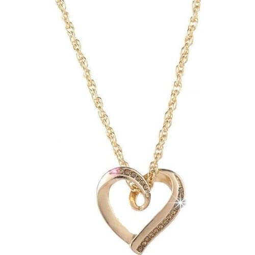 European And American Women Clavicle Chain Necklace Fashion Party Heart-Shaped Crystal Gold Pendant Jewelry Valentine Day Gifts