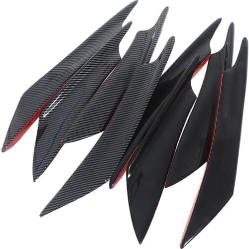 1Set/4Pcs Universal Black Carbon Fiber Auto Voorbumper Lip Rubber Fin Splitter Body Spoiler Canards Spoiler auto Accessoires