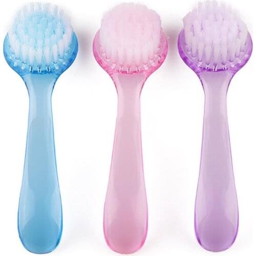 1PC Plastic Soft Nail Cleaning Brush Dust Powder Remove Round Head Brushes for Nail Art Care UV Gel Manicure Random Color