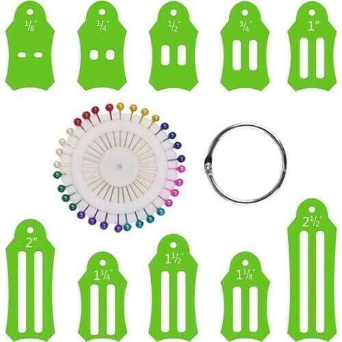 10pcs Multi-Sizes Folding Fabric and Biasing Strips Jelly Roll Sasher Tool Set with Multi-Color Quilting 1/8", 1/4", 1/2", 3/4"