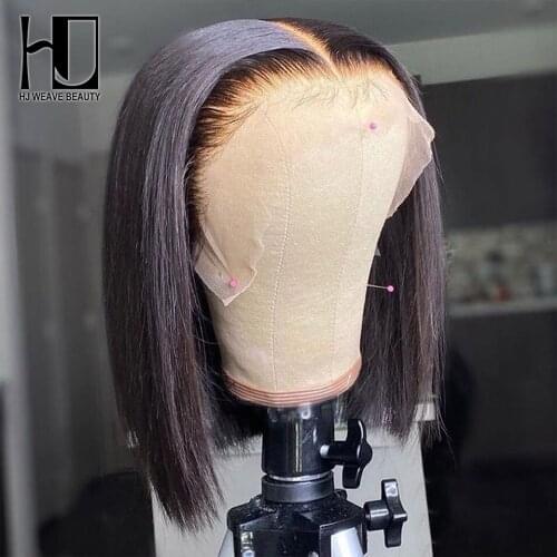 180 Density 13x4 Bob Wig Short Lace Front Human Hair Wigs Brazilian Straight Bob Wigs Glueless Baby Hair Remy Lace Front Wig