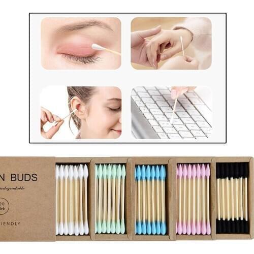 Lots 200pcs Bamboo Cotton Swabs Buds Double Head Applicator Ears Cleaning