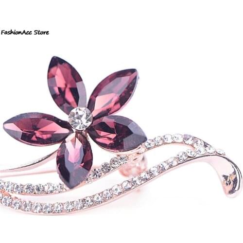 3 Colors Choose Simple Design Fashion Jewelry Rhinestone Flower Brooches For Women Wedding Pins And Brooches Cute 1 Pc
