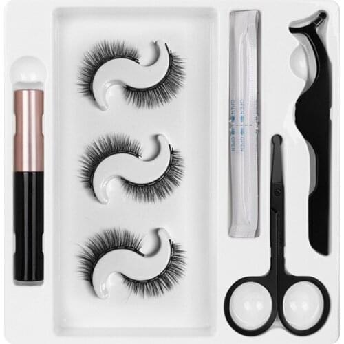 3 Pairs Magnet Eyelashes Single Liquid Eyeliner Solution Set Natural Waterproof False Eyelashes With Tweezers TSLM1 2021