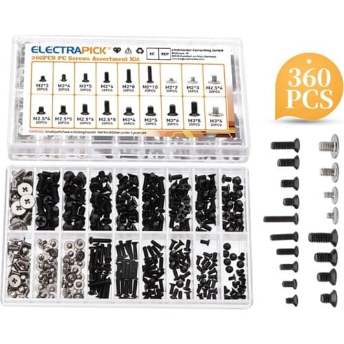 300/360Pcs M2 M2.5 M3 KM Screw Flat Head Phillips Screws Laptop Notebook Screws Set Kit For Computer Notebook Small Screw Kit