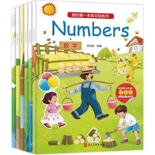 6PCS/SET My First English Sticker Book Children’S Enlightenment Cognition To Improve Concentration,Thinking And Learning Toy