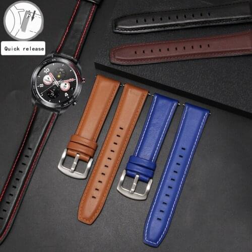 Quick Release Silicone +Leahter Watchband 22mm Black Blue Waterproof Strap Pin Buckle Suitable For Huawei Watch GT Pro