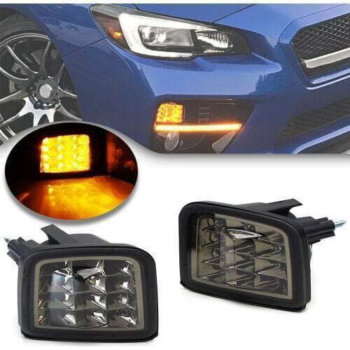 Smoke Lens Amber Color Led Front Turn Signal Lamp for 15-18 Subaru WRX STi Front Corner Light OEM# 84912VA120 2pcs
