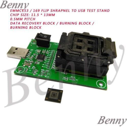EMMC169/153 to USB test stand programmer /U disk BGA socket mobile phone font library burner chip