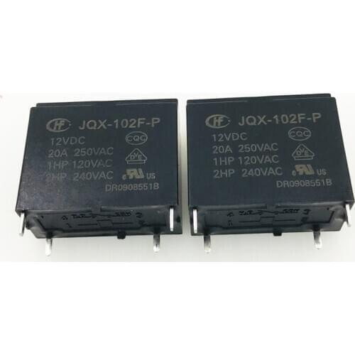 JQX-102F-12VDC 24VDC JQX-102F-P-12VDC relay 4 feet 20A for air conditioner water heater
