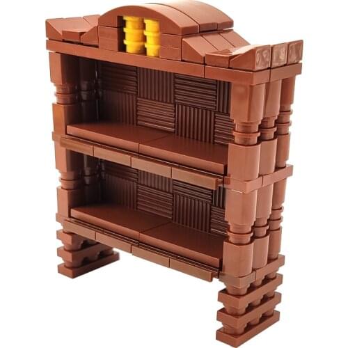 MOC City Home Accessories Bookshelf Toys For Children Block Education Kids Toy Creative Model DIY Furniture Brown Gifts Classic