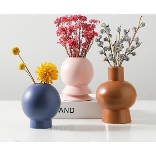 Morandi ceramic vase nordic home decoration accessories for living room fake plants dried flowers decor pot vaso planta wazon
