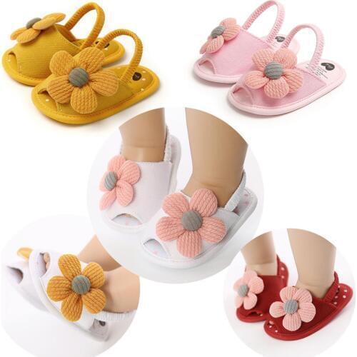 Summer Infant Baby Shoes Girl Flats Sandals Soft Sole Anti-Slip Flower Pure Crib Shoes Newborn First Walker Hot Sale