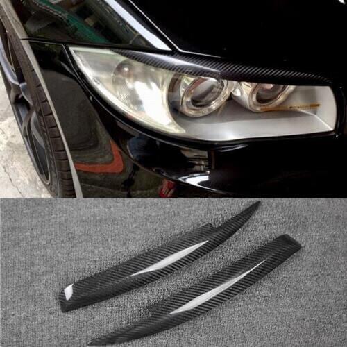 Carbon Fiber Headlight Cover Eyebrows Eyelid Trim Sticker For BMW 1 Series E81 E82 E87 E88