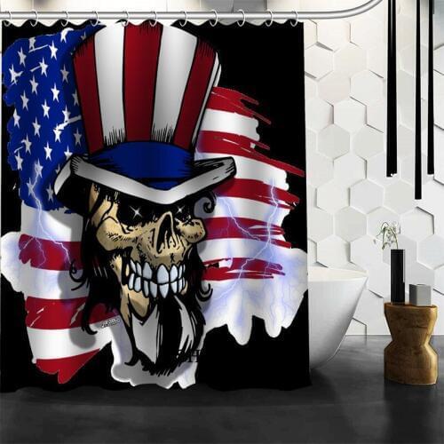 New Custom Skull Shower Curtains Polyester Bathroom Waterproof Bath Curtain Size 150X180cm165X200cm180X200cm