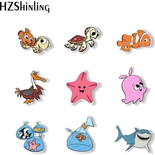 2021 New Nemo and Dory Kawaii Fish Acrylic Brooch Pin Handcraft Epoxy Resin Clothing Badge Pins