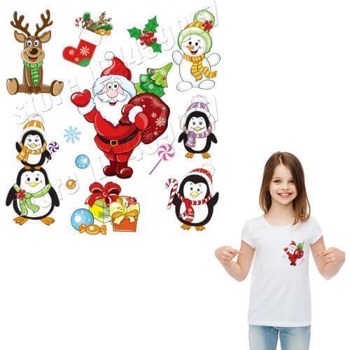 Christmas Style Patches On Clothing Washable Heat Transfer New Design Handmade Stickers For Children Festival DIY Parches