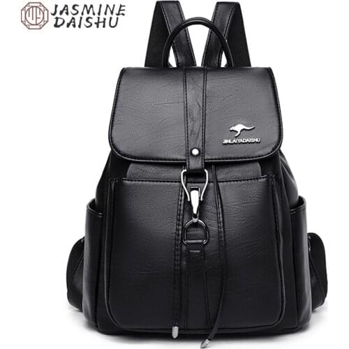 High Quality Pu Leather Backpack Womens Designer Large Capacity Multi Function School Bag Ladies 2021 School Bag Travel Backpack