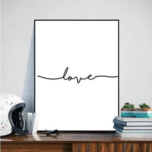 Nordic Minimalist Stick Black and White Canvas Painting LOVE Hallway Wall Pictures for Living Room Posters and Prints Wall Art