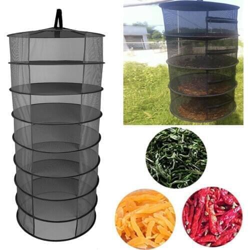 Outdoor Hanging Laundry Net Dryer 8 Layer 60cm Plant Herb Mesh Drying Rack Collapsible Environmental Breathable Mesh