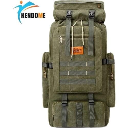 Outdoor 80L Backpack Tactical Military Camping Hiking Backpack Men Canvas Travel Climbing Bag Rope Sling Large Laptop Rucksack