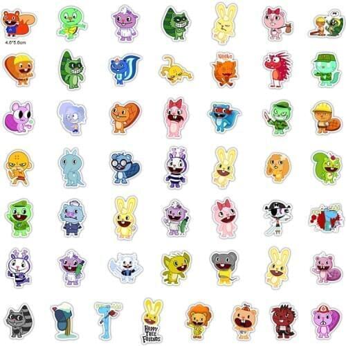 50PCS Happy Tree Friends cute cartoon waterproofStickers For Car Laptop PVC Backpack Home Decal Pad Bicycle DIY waterproof Decal