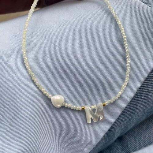 Handmade jewelry personalized custom necklace for woman white beads shell heart pendant fashion choker creative gift cute trend