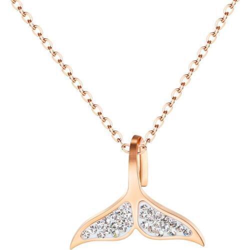 Fashion Mermaid tail Zircon pendant necklace women rose gold stainless steel jewelry collares de moda 2020 valentines day gift