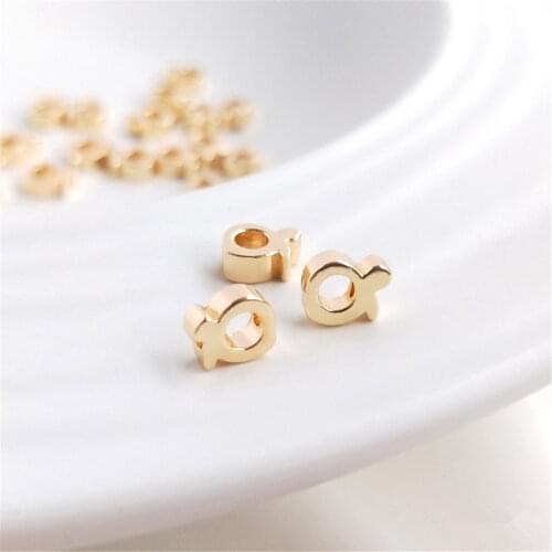 14K Gold Filled Perforated fish jewelry accessories small fish-shaped bracelet beads pendant DIY string decoration