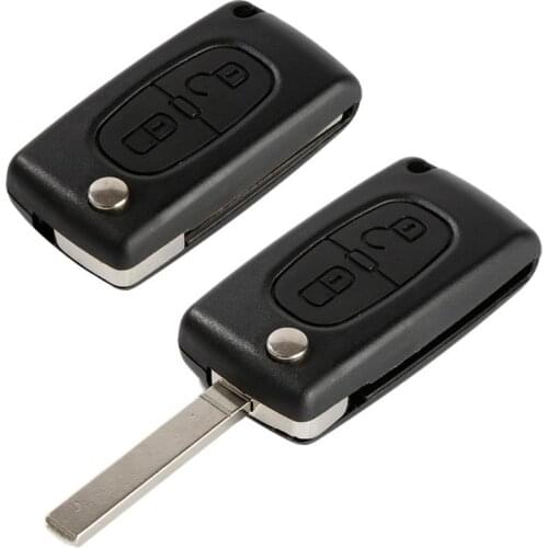 2 Button Flip Keyless Entry Remote Key Shell Case Cover Replacement with Uncut Blade for Peugeot 407 408 307 308 107 207