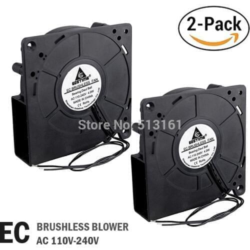 2 pieces Gdstime 120mm 12032 Blower Fan EC Brushless Fan 110v 115v 120v 220v 240v Air Blower Centrifugal Cooling Fan