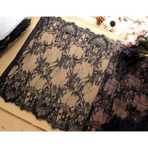 3meters/lot Eyelashes Lace Trim Flower Black White High Quality Lace Fabric Handmade DIY Clothes Accessories