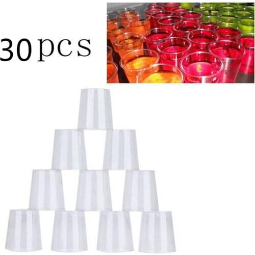 30pcs Disposable Plastic Cups Portion Transparent Clear Trapezoidal Food Container For Jelly Yogurt Mousses Dessert Baking
