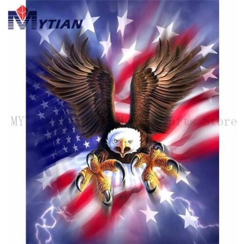 5D DIY Diamond Painting Eagle American Flag Cross Stitch Diamond Embroidery Full Square Round Diy Rhinestone Pictures Home Decor